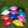 thumbnail image 1 of 23 cm Spanish plastic fan 7 inch polyester cotton fan plastic fan bone solid col, 1 of 5