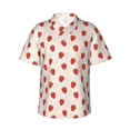 thumbnail image 2 of Xecao Hand Drawn Strawberry print Hawaiian shirt - a stylish short-sleeve button-down for men, perfect for casual beach and tropical outings., 2 of 9