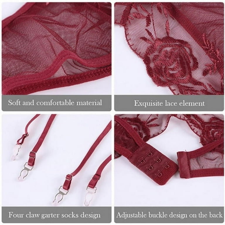 Plus Size High Waisted Garter Belt for Women Sexy Mesh & Lace Suspender Belt  with 4 Straps Metal Clip for Stocking - Walmart.com