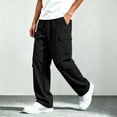 thumbnail image 5 of TKKCS Boys Wide Leg Cargo Pants Elastic Waist Relaxed Fit Multi Pockets Casual Twill Pants for School Outdoor Black 5-6 Years, 5 of 9