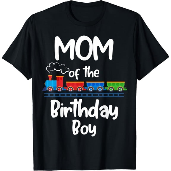 Premium Comfort - Mom Of The Birthday Boy Train Toys Theme T-Shirt