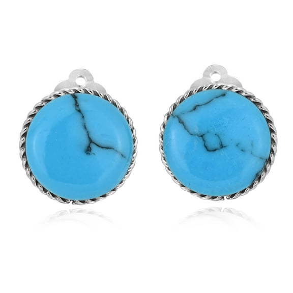 AeraVida Classic Round Swirl Blue Turquoise Botton Sterling Silver Clip On Earrings for Women Anniversary Accessories Jewelry Gift
