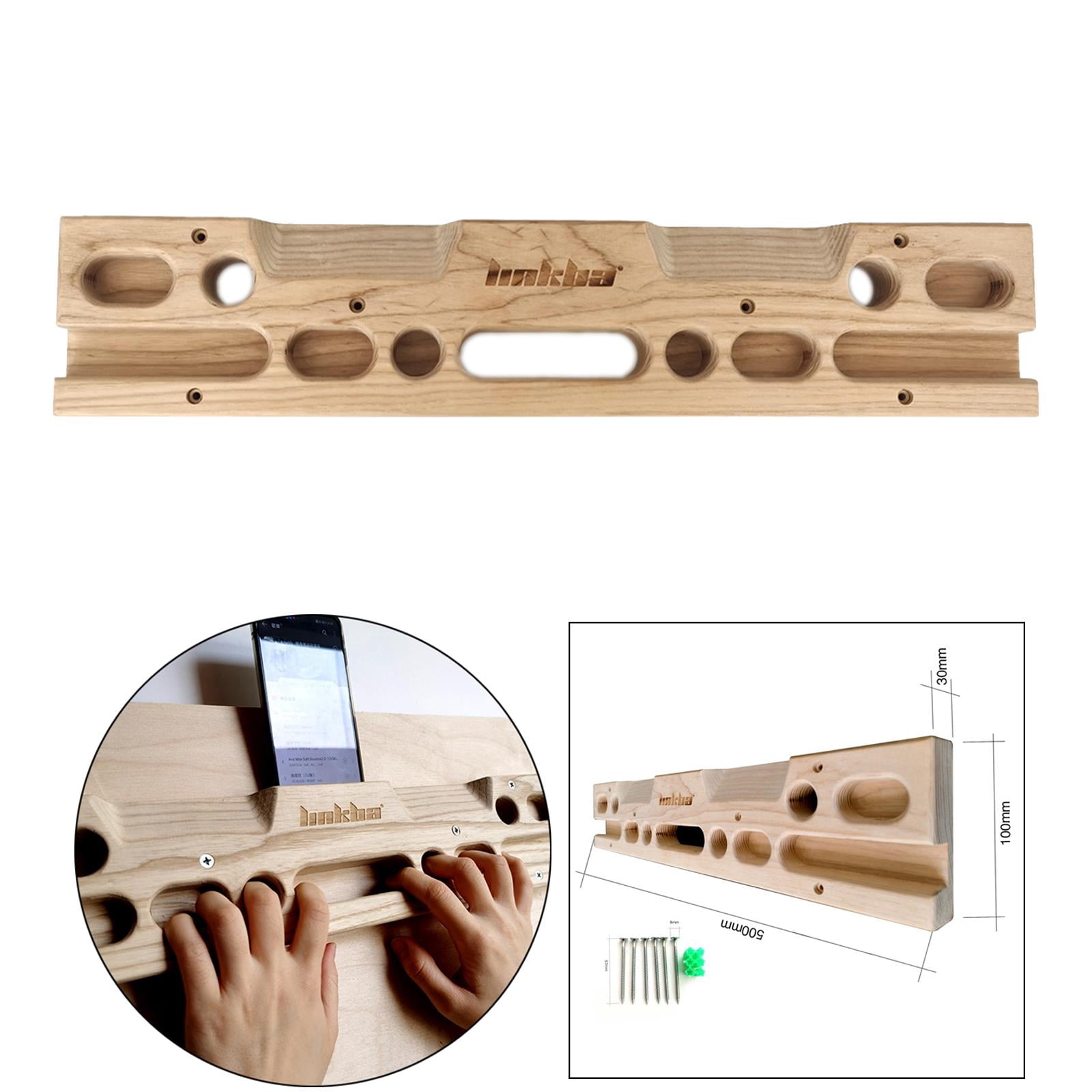 Wswqop Climbing Hangboard with Multi Holds Jugs Slopers Pull Up Board Fingerboard with Phone Holder Fingers Wrist Pinch Strength Trainer