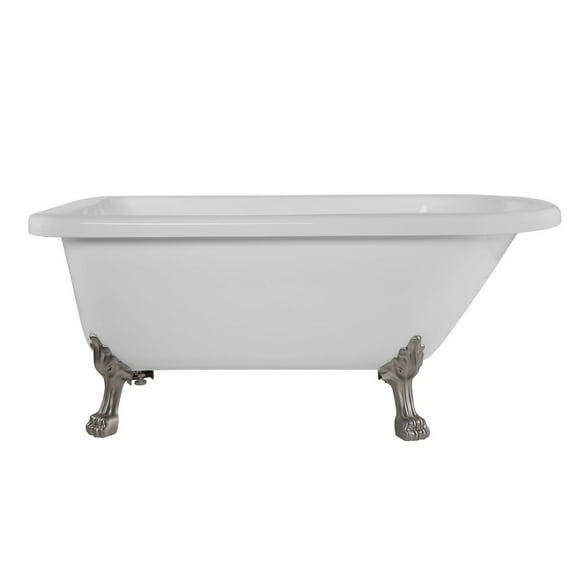 Stratford 60 Inch Acrylic Classic Clawfoot Tub - Wall Faucet Drillings - Lion Paw Feet