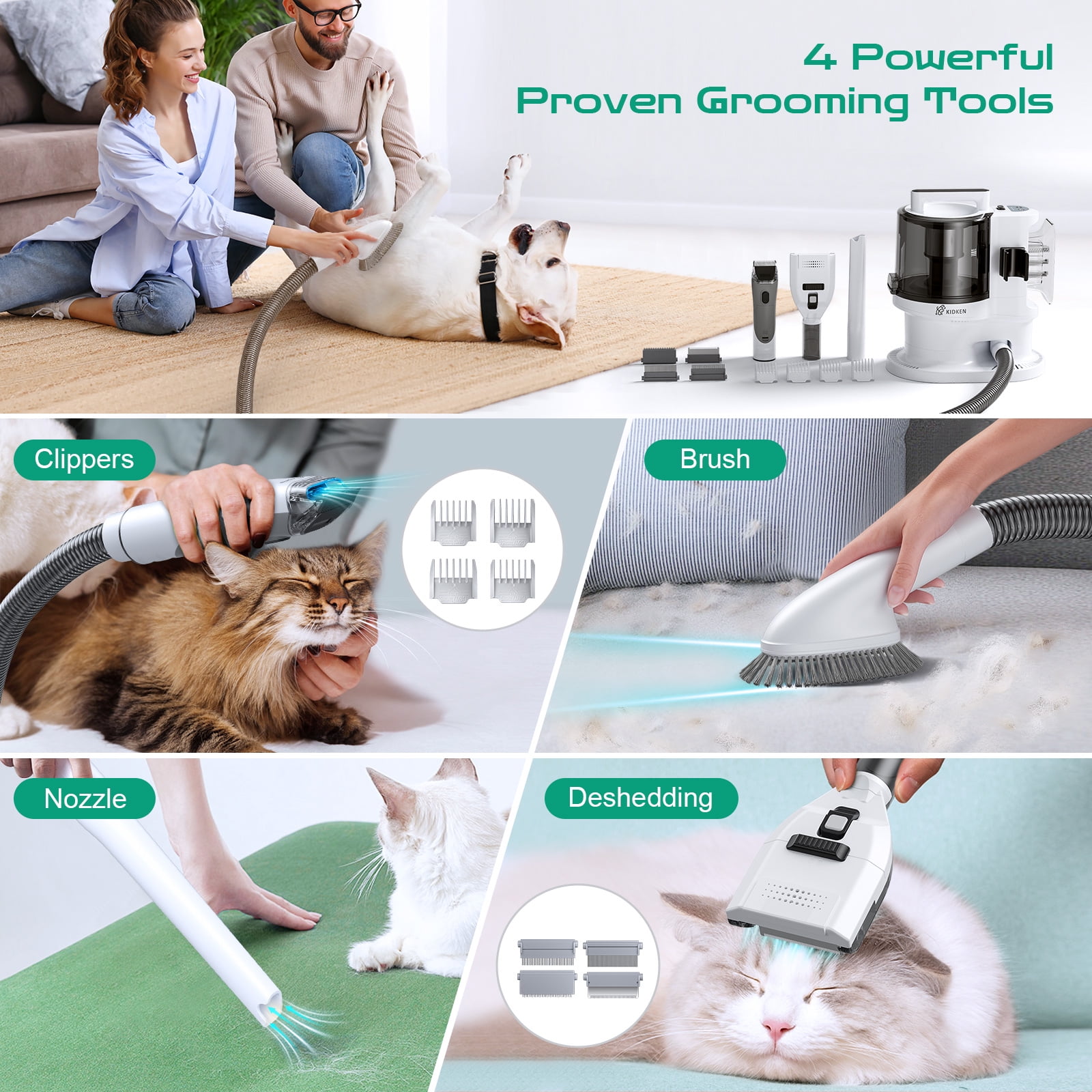 TELAM Pet Grooming Kit & Vacuum, 3.5L Large Capacity Pet Hair