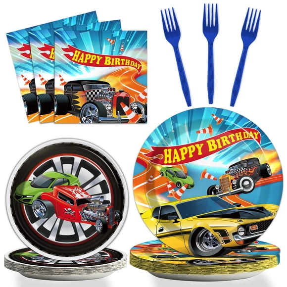 Juego de vajilla Tevxj Racing Car para fiesta de cumpleaños para 24 invitados