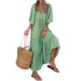 thumbnail image 3 of STARVNC Women Geometric Graphic V Neck Puff Sleeve Flowy Hem Maxi Dress, 3 of 5