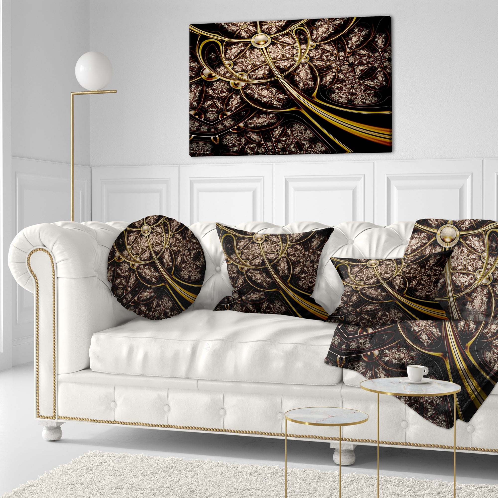 Designart Symmetrical Metallic Fabric - Abstract Throw Pillow - 12x20