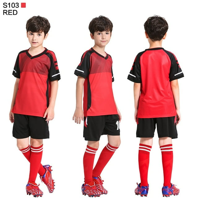 Maillot de Soccer pour Enfants Personnalisé Ensemble de Maillot de Soccer Garçon Polyester Uniforme de Soccer Respirant Uniforme de Soccer pour Enfants