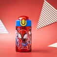 thumbnail image 3 of Zak Designs - Botella de agua para niños de acero inoxidable de Marvel Spider-Man 18/8 de 15,5 oz con tapa abatible con cierre de pajita, taza duradera para deportes o viajes, Spidey and Hi, 3 of 9