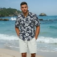 thumbnail image 5 of Hawaiian Shirts for Men Short Sleeve Button Down Aloha Shirts Beach Floral Shirt Navy Floal Leaf, 5 of 7