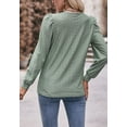 thumbnail image 4 of Solid Color Square Neck Eyelet Long Sleeve Light Blouse for Women Green Medium, 4 of 4