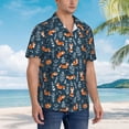 thumbnail image 3 of Honeii Playful Foxes Forest Blues Print Men’s Hawaiian Shirt,Classic Button-Down Short Sleeve Shirt, for Beach, Vacation, and Outdoor Activities,X-Large, 3 of 7