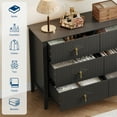 thumbnail image 6 of Fluted Dresser 47.2 Inch Wide, Wood Storage Dressers Organizer 6-Drawer Wood Dresser for Bedroom, Modern Chest of Drawers, Storage Organizer Cabinet for Living Room, Hallway, Entryway, 6 of 16