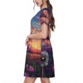 thumbnail image 2 of Balery Dreamy Dandelion Sunset Vestidos sueltos de manga corta para mujer, vestidos de verano 2025, vestidos casuales de corte A con vuelo., 2 of 6