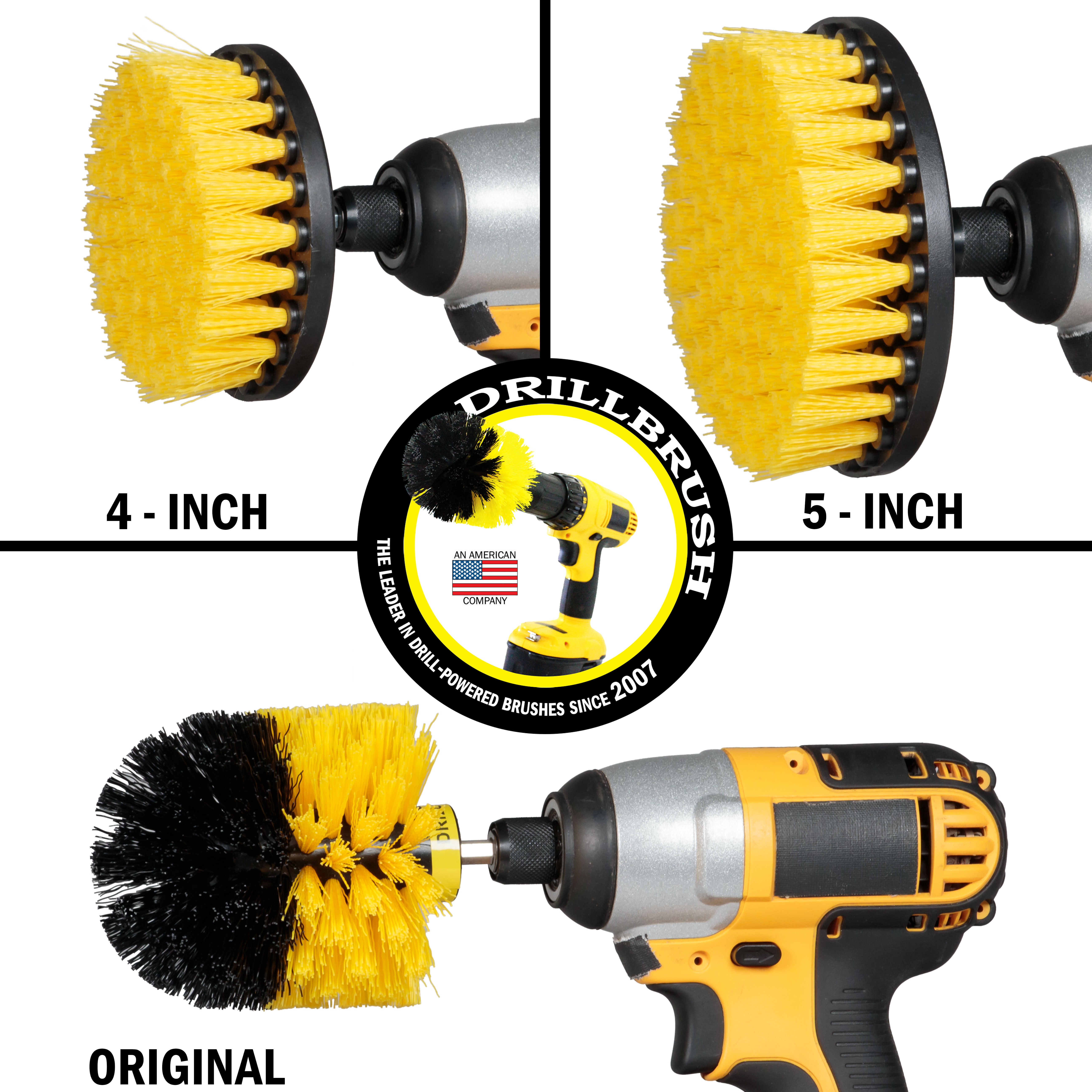 Drill-Powered Scrub Brush Set — 4-Pc.