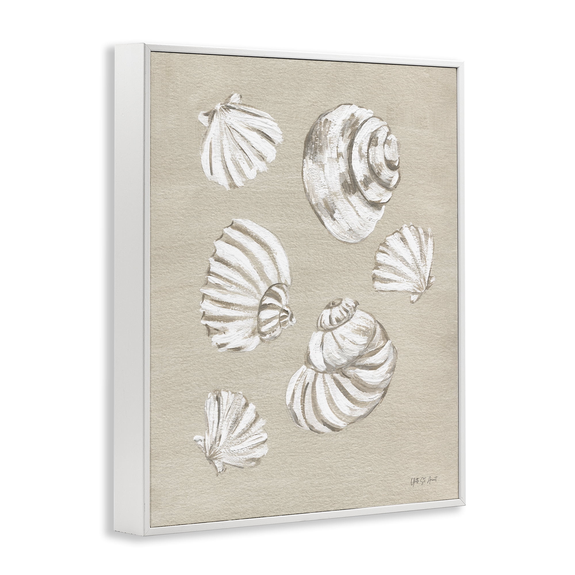 Stupell Industries Beach Shell Treasures Coastal Painting White Framed Art Print Wall Art, 24 x 30