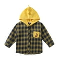 thumbnail image 2 of Esaierr Toddler Boys Classic Shirt for Baby Kids Hooded Plaid Shirt Jacket Cartoon Long Sleeve Button Fall Winter Tops for 1-7Y, 2 of 5