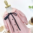 thumbnail image 5 of URMAGIC Baby Girls Long Sleeve Ribbon Casual Dress for Toddler Little Kids Pleated Princess Dresses, 5 of 7