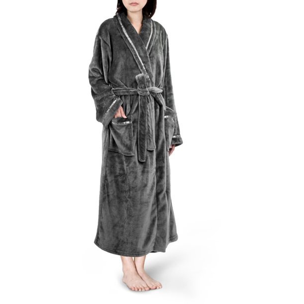 Pavilia PAVILIA Premium Womens Fleece Robe, Satin Trim, Soft Plush