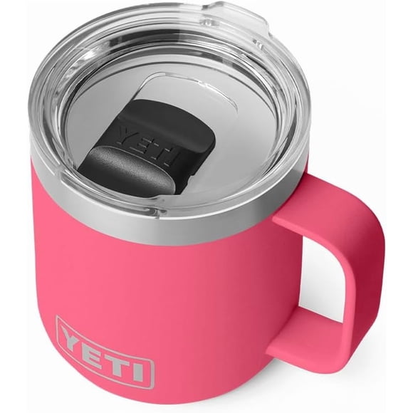 Rambler 10 oz Ceramic Lined Stackable Mug, Vacuum Insulated, Stainless Steel with MagSlider Lid, Tropical Pink