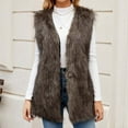 thumbnail image 2 of Drses Faux Fur Vest Jacket for Women Sleeveless Open Front Winter Warm Waistcoat Fluffy Fuzzy Gilet Coat Outerwear, 2 of 5