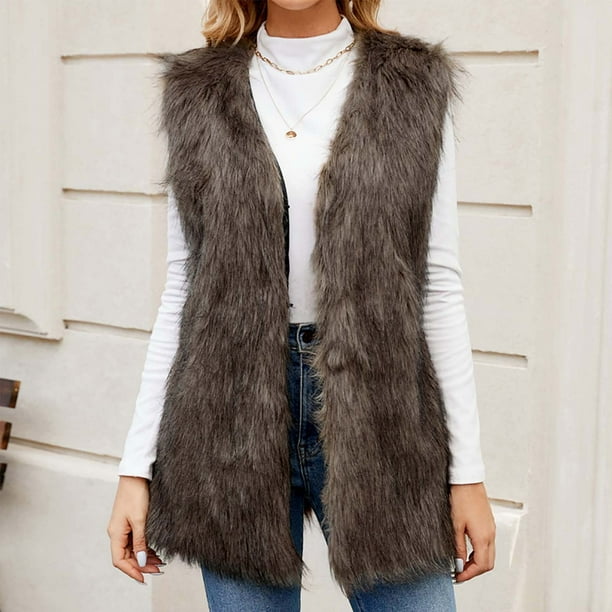 Chaqueta larga y cálida para mujer, de invierno, con cuello en V liso