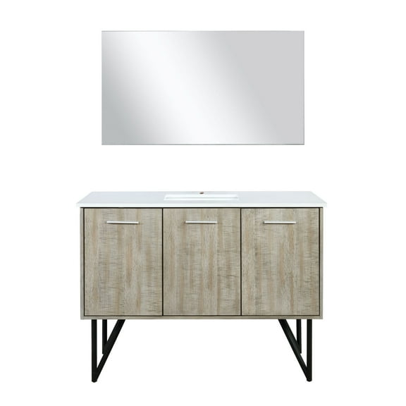 Fairfield 48 in W x 20 in D Rustic Acacia Single Bath Vanity, White Quartz Top and 43 in Mirror