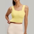 thumbnail image 4 of Floleo Women Square Neck Longline Sports Bra, Wide Strap Seamless Workout Tank, Removable Pads Yoga Top, High Elasticity Slim-Fit Breathable Activewear Underwear (Yellow,2XL), 4 of 6