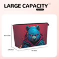 thumbnail image 4 of Toiletry Bag, Neon Cyberpunk Blue Bear Leather Waterproof Travel Makeup Cosmetic Bag Organizer, Large Capacity Toiletry Bag for Travel Size Toiletries, Skin Care Bag for Women, 4 of 8