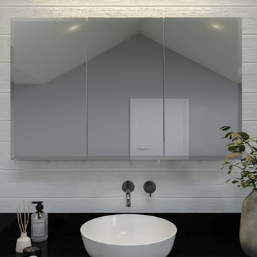 Croydex Burwell Triple Door Large White Stainless Steel Medicine Cabinet Mirror (48x30in)