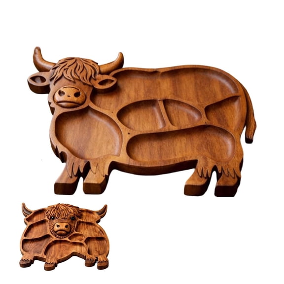 Highland Cow Wood Charcuterie Board, Highland Cow Cheese Bread Board, Novelty Uniquel, Serving Tray for Cheese, Meats Fruit, Animal Design Wood Serving Tray,for Home Party Decoration
