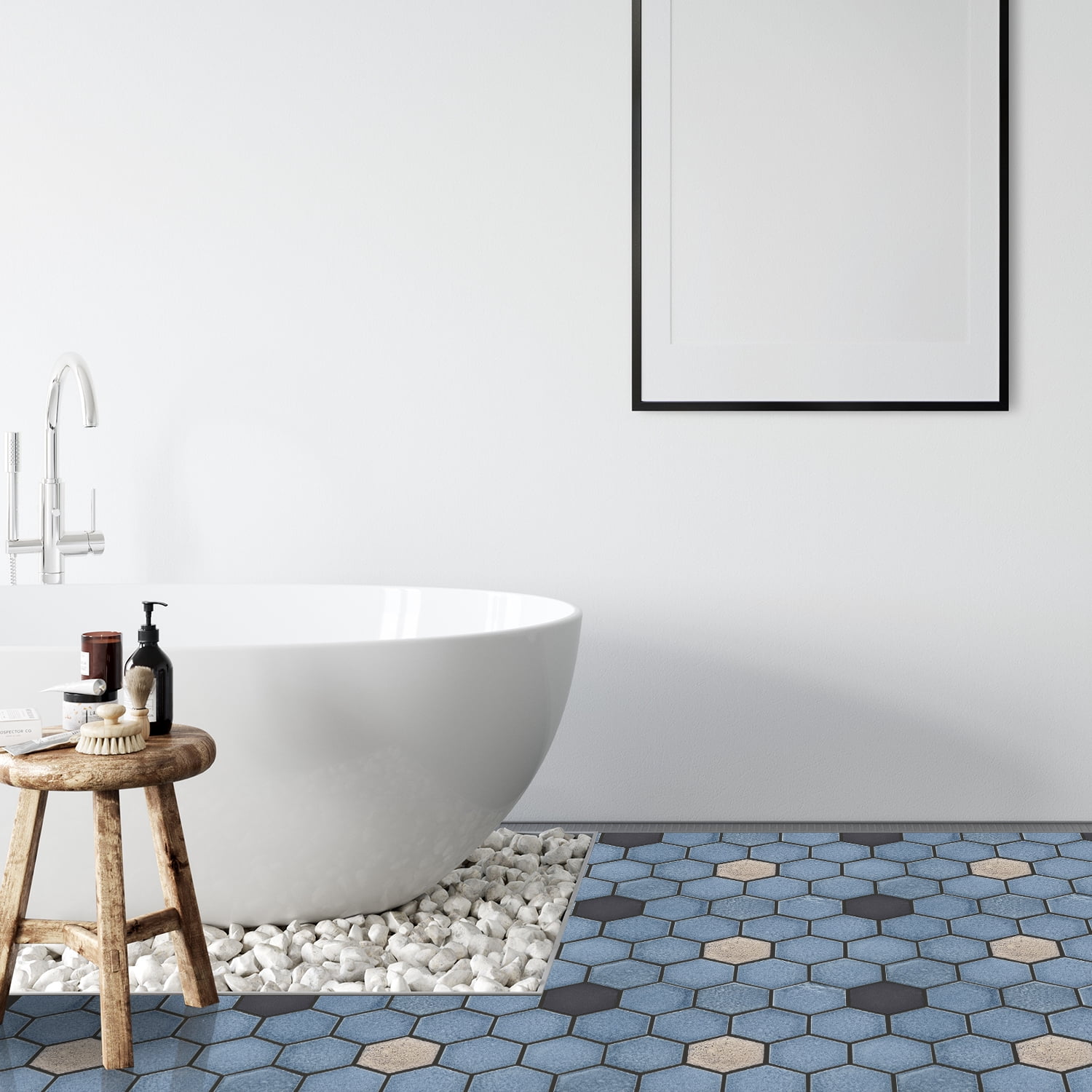 Lugo 12.1" x 10.43" Lava Stone Mosaic Floor and Wall Tile in Blue (Pack of 9)