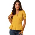 thumbnail image 1 of INSPIRE CHIC Hauts à Pois pour Femmes, Taille Nouée, Ourlet à Volants, Col en V, 1 of 6