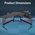 thumbnail image 2 of CL.HPAHKL L Shaped Gaming Desk, Computer Desk Corner Desk with Monitor Stand&Large Wooden Desktop, PC Gaming Desk Table for Home Office Sturdy Writing Workstation (Black, 50 inch), 2 of 7
