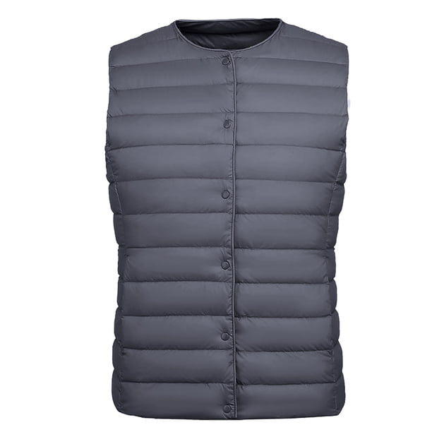 Chaquetas y abrigos casuales sin mangas y sin capucha Chaqueta ligera de plumón para mujer Chaleco de invierno corto ajustado de talla grande para mujer Abrigo con cremallera interna para mujer