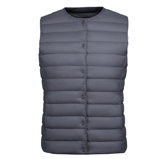 Chaquetas y abrigos casuales sin mangas y sin capucha Chaqueta ligera de plumón para mujer Chaleco de invierno corto ajustado de talla grande para mujer Abrigo con cremallera interna para mujer