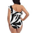 thumbnail image 5 of Picia Leopard And Zebra 2 Pattern Women's One Piece Swimsuits,One Shoulder Swimwear Asymmetric ,Ruffle Monokinis Bathing Suits,High Waisted Flattering Bathing Suits-Medium, 5 of 8