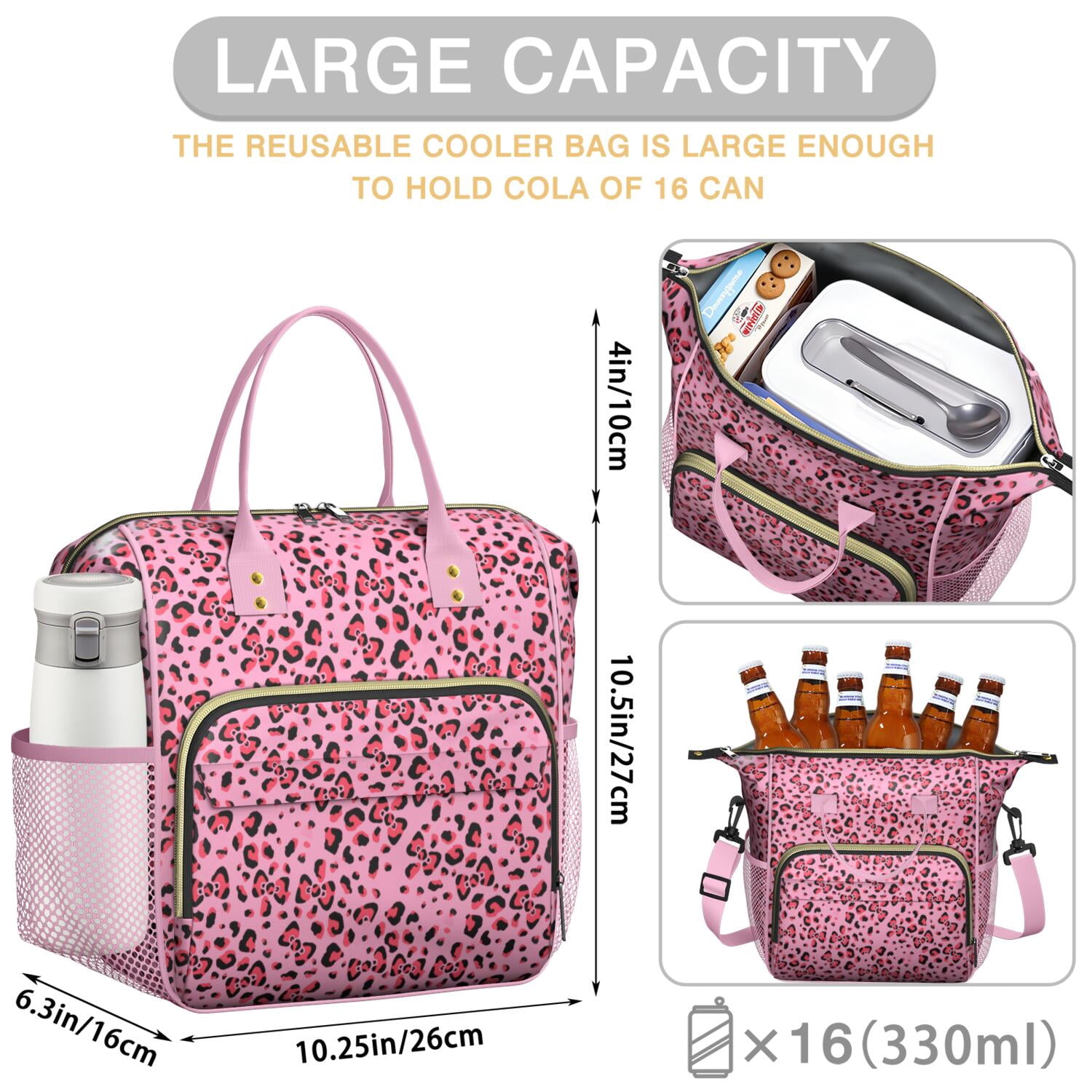 Aesthetic Leopard Insulated Food Storage Bag - Fashionable & Durable Lunch Tote for Men & Women