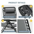 thumbnail image 3 of Lacoo Zero Gravity Chair Patio Outdoor Foldable Lawn Lounge Chair Reclining Chair with Adjustable Pillow Pack of 2, Gray, 3 of 8