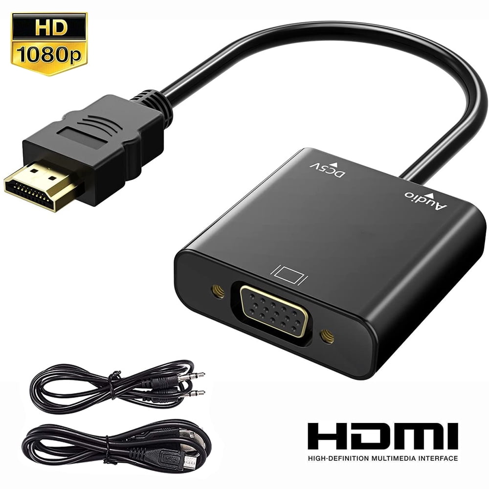 HDMI to VGA Adapter, HDMI-VGA 1080P Converter with 3.5mm Jack and USB Power Supply for HDMI Laptop, PC, PS4, Blue Ray Player, Raspberry Pi, Xbox to VGA Monitor, Projector and More -