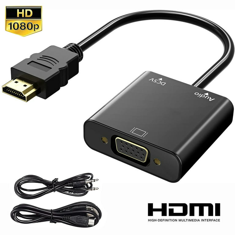 HDMI VGA Adapter, HDMI-VGA 1080P Converter with 3.5mm Audio Jack and USB Power Supply for HDMI Laptop, PC, PS4, Blue Ray Player, Raspberry Xbox to VGA Monitor, Projector and More -