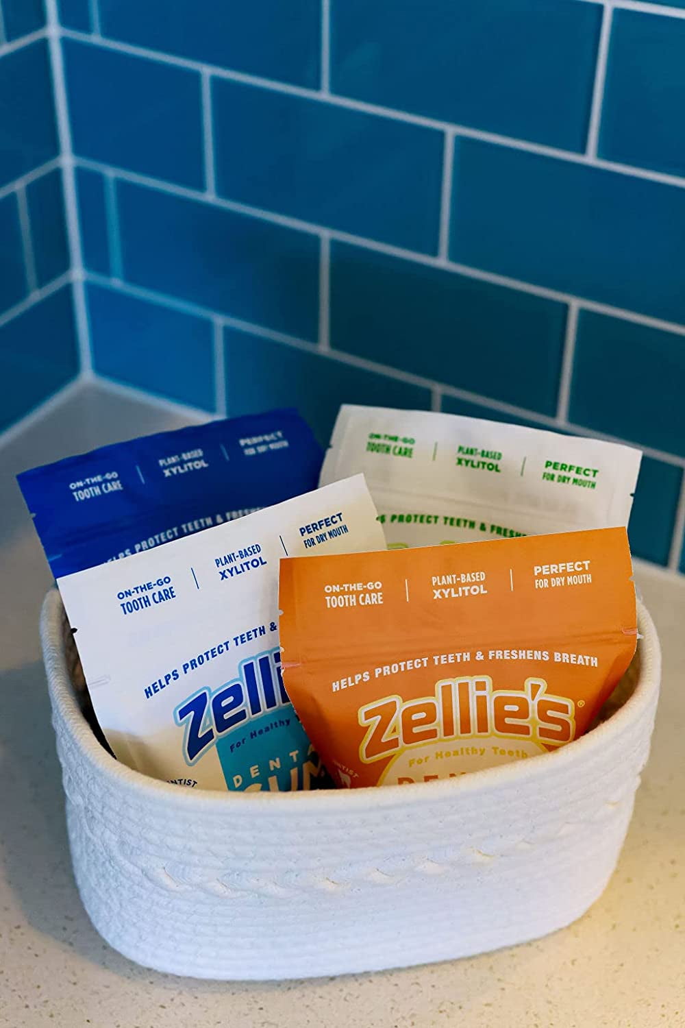 Zellies Xylitol Dental Gum, Peppermint Flavor, Single Pouch, 240 Count