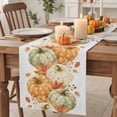 thumbnail image 2 of Sage Green Orange Pumpkins Fall Cotton Linen Rectangle Table Runners 13"x48", Thanksgiving Maple Leaves Coffee Table Runner Dresser Scarves Luxury Table Runners for Wedding Party Banquet Dinner Decor, 2 of 8