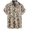 thumbnail image 2 of CBGELRT Mens Shirts Casual Mens White Button Down Shirt Floral Print Digital Print Casual Loose Fitting Creative Short Sleeved Shirt Bronze L, 2 of 5