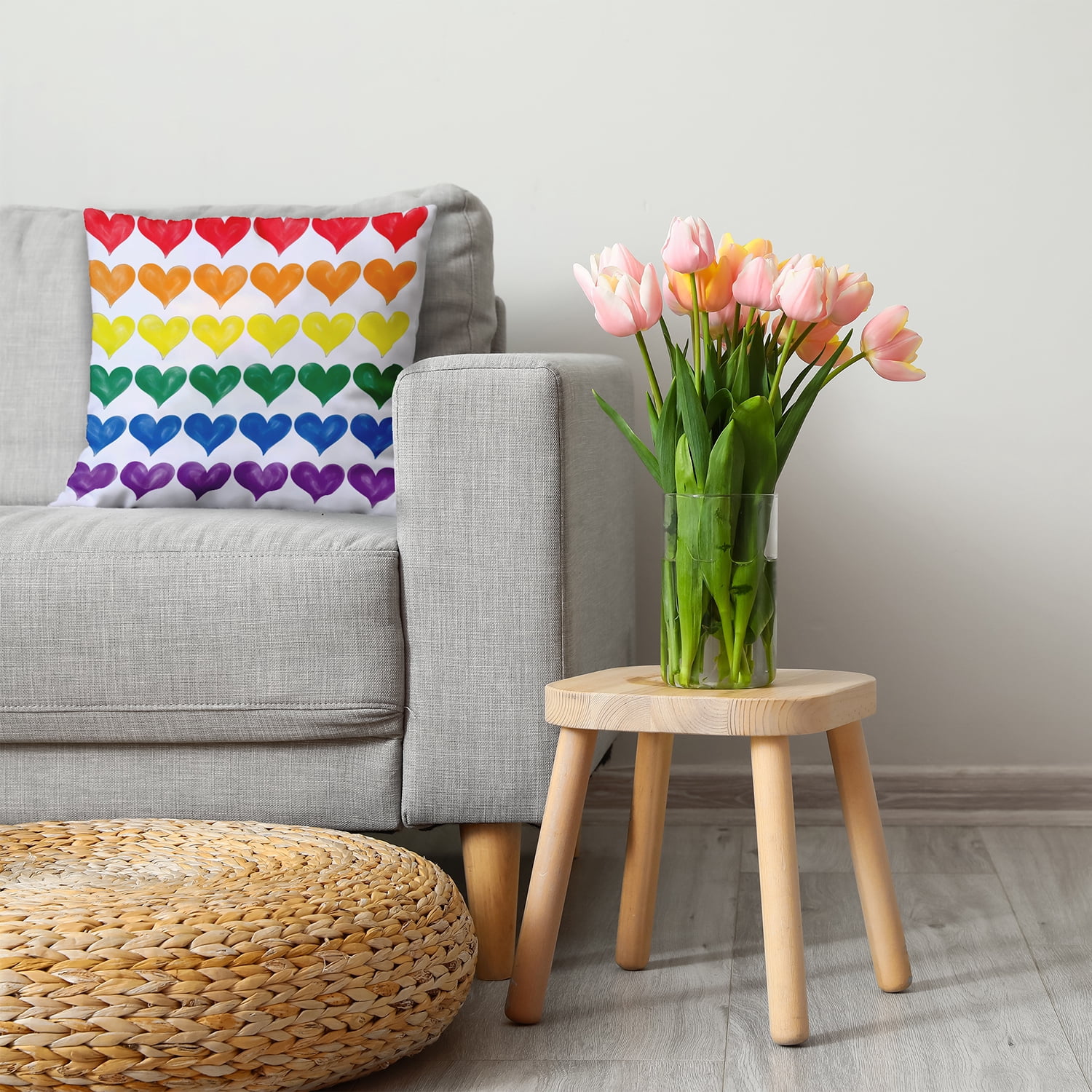 26"x26" Simply Daisy Valentines Pride Hearts Poly Accent Pillow, Multi Qty 1