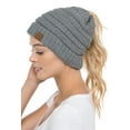 thumbnail image 2 of C.C MB-20A Soft Stretch Cable Knit Warm Hat High Bun Beanietail Ponytail Beanie Light Melange, 2 of 3