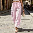 thumbnail image 5 of Htrmlpk Women Plus Size Wide-Leg Pants Elastic Waist Summer Athletic Workout Trousers Drawstring Full Length Active Pants with Pocket, 5 of 7