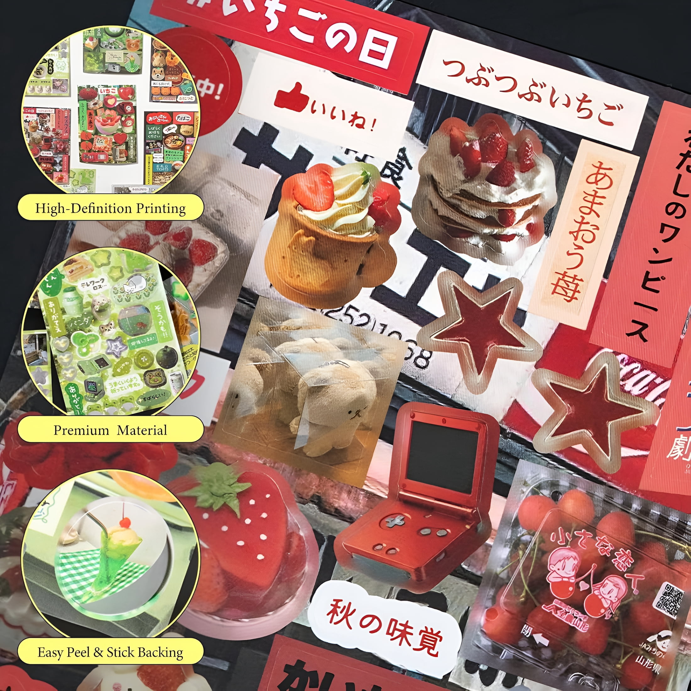 CCOCC 90 Pieces of Japanese Ancient Comic Style,Japanese Sticker Book 2-Pack,90 Sheets with 1600+ Retro Manga Style Kawaii Stickers for Diy Scrapbooking,Journaling,and Creative Decoration