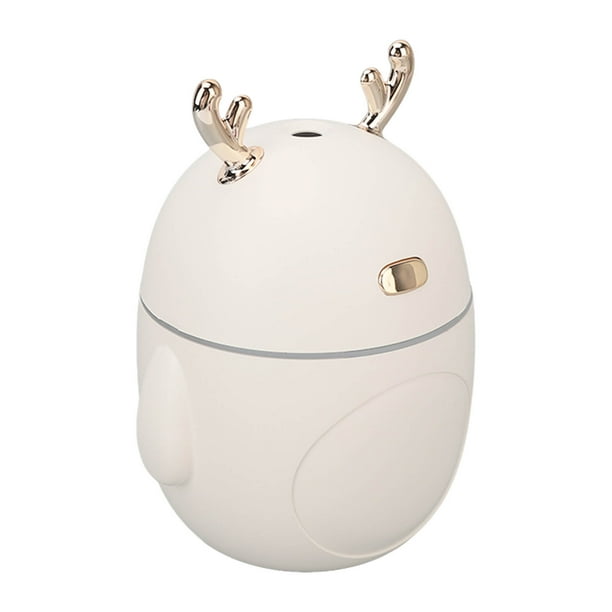 Mini humidificador con luz ambiental, 320 ml, apagado automático, niebla fría, difusor de aroma USB súper silencioso para oficina, hogar, blanco